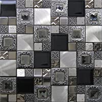 Mosaico de Vidrio y Aluminio en Malla LGX-Diamante- Gris- 8 mm- 30 x 30 cm